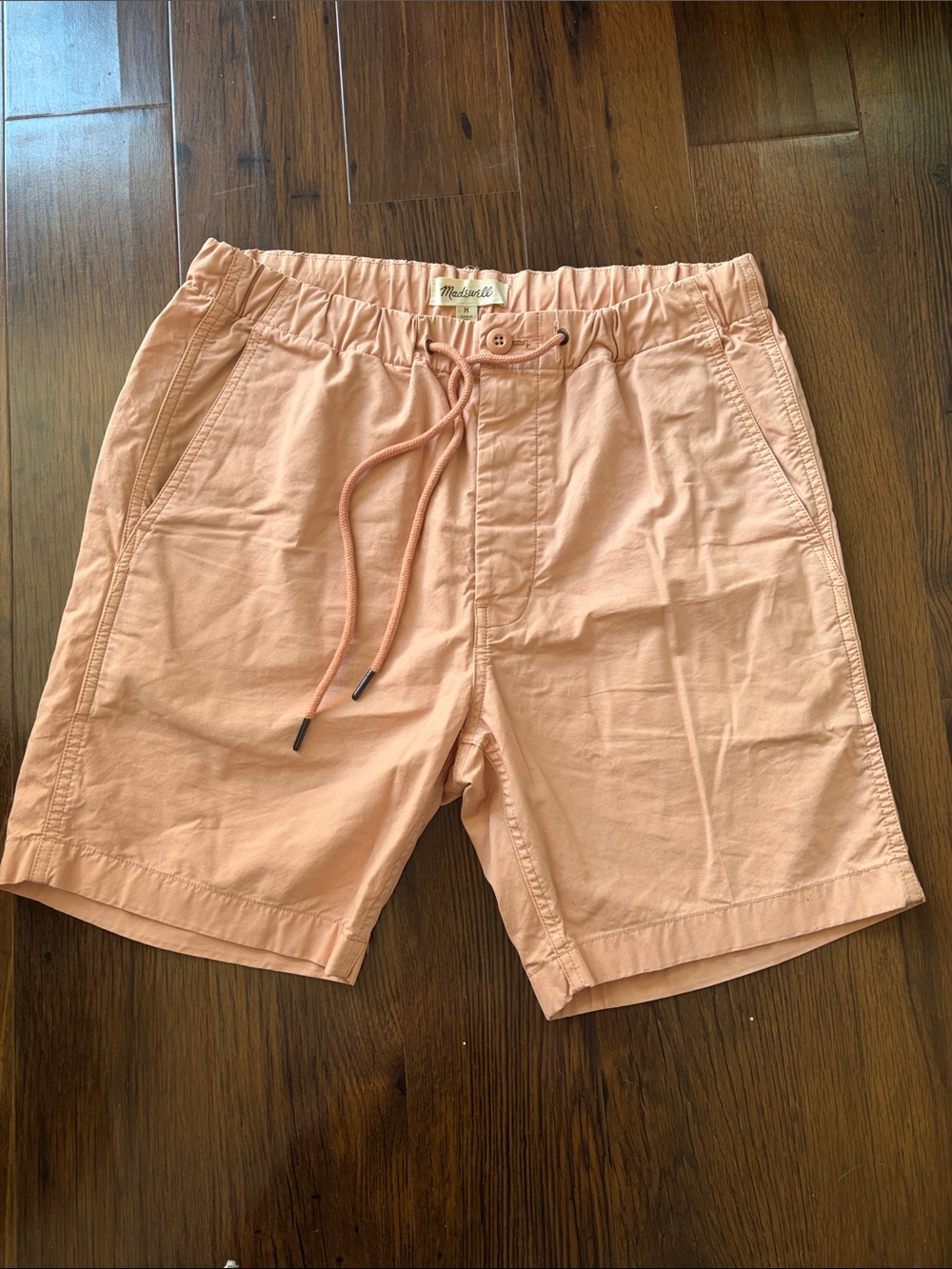 Madewell Men's Peach Drawstring Hybrid Shorts, Medium